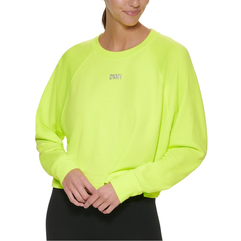 DKNY Sport Boxy Cropped Long-Sleeve Pullover Size L